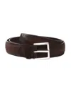 Orciani Cloudy Dark Suede Belt With Silver Buckle In Brown