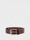 Orciani Textured Wave Leather Belt With Metallic Buckle In Brown