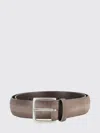 Orciani Cloudy Suede Belt With Classic Silver Buckle In Neutral