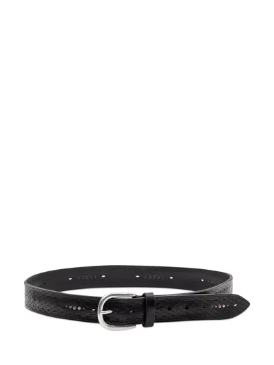 Orciani Belt With Metallic Buckle And Decorative Details In Nero
