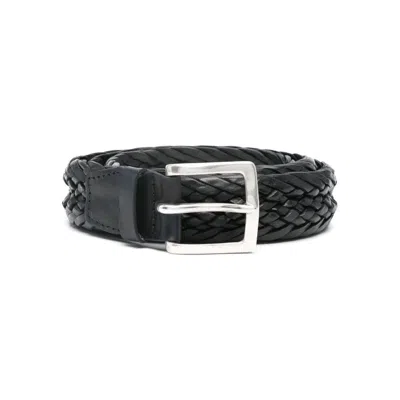 Orciani Herringbone Leather Belt In Black