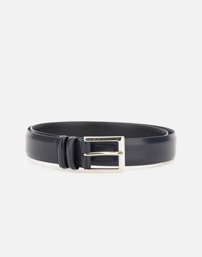 Orciani Adjustable Leather Belt For Men In Blue