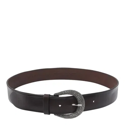 Orciani Adjustable Smooth Finish Decorative Buckle Belt In Brown