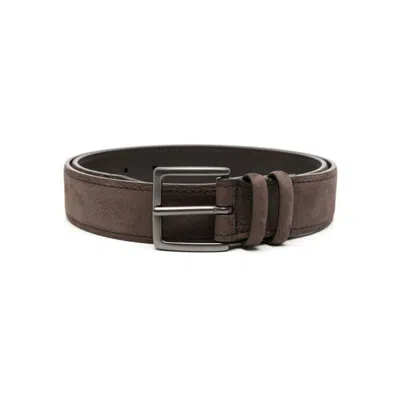 Orciani Nabucco Classic Belt In Dark Brown Nubuck 3,5 Cm