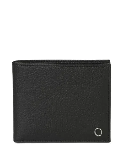 Orciani Billfold Lagoon Grained Leather Wallet In Black