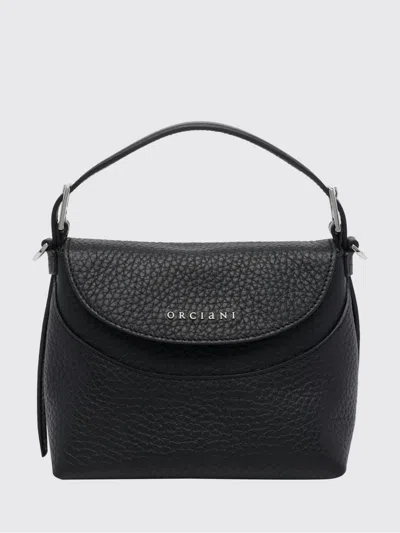 Orciani Hammered Leather Nana Bag In Black