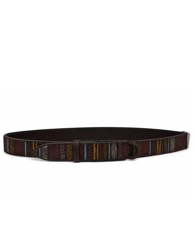 Orciani Black Cocco Nabuk Nubuck Leather Belt In Multi