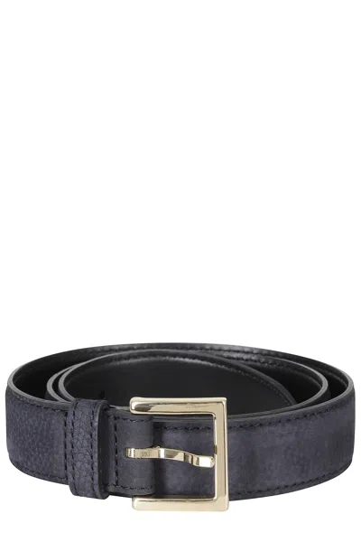 Orciani Black Nabucco Textured Calf Leather Belt