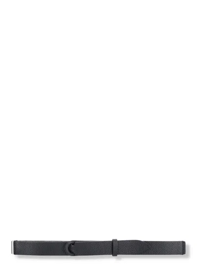 Orciani Black Textured Detail Belt In White