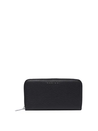 ORCIANI BLACK ZIP AROUND WALLET