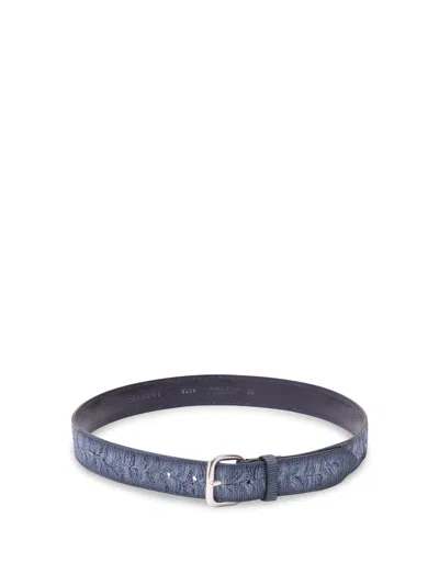 Orciani Blade Palm Leather Belt In Blue