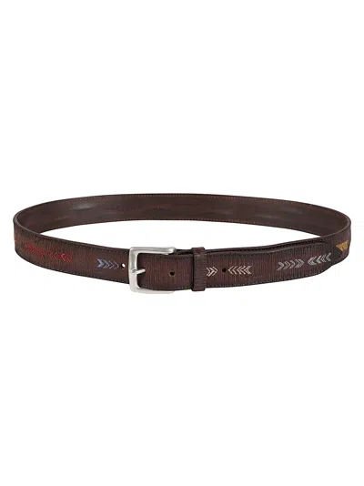 Orciani Blade Sioux Textured Brown Calf Leather Belt In White