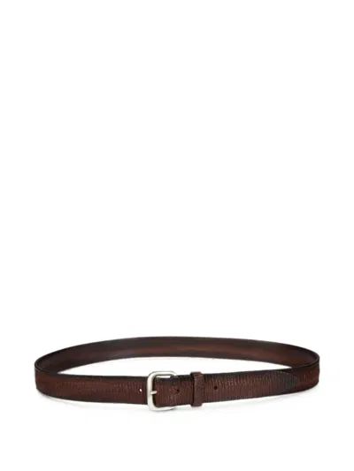 Orciani Blade Textured Leather Belt In Brown