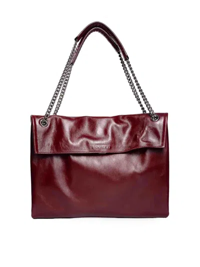 Orciani Venus Gotham Midi Bag In Shiny Leather In Red