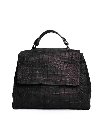 Orciani Sveva Nabuk Small Leather Bag In Black