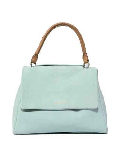 Orciani Sveva Peach Flowers Midi Bag In Blue