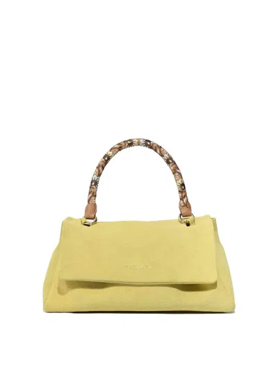 Orciani Sveva Longuette Peach Flowers Bag In Green