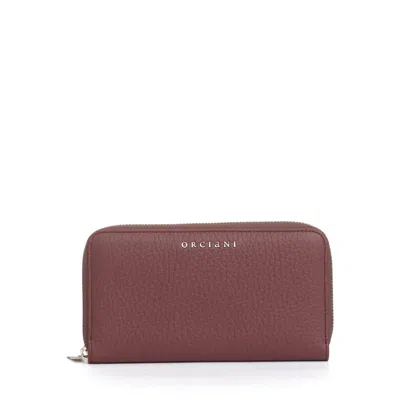 Orciani Bordeaux Zip Around Wallet In Burgundy