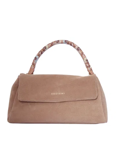 Orciani Borsa Sveva Longuette Peach Flowers In Pink