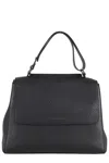 Orciani Medium Textured Leather Shoulder Bag In Black