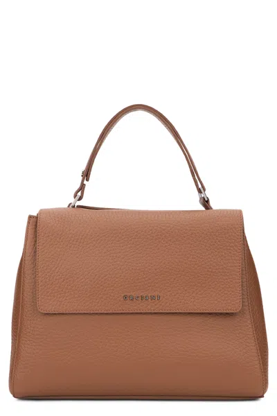 Orciani Borsa Sveva Soft Medium  In Hammered Leather In Brown
