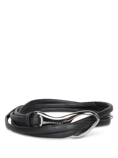 Orciani Braided Black Leather Belt With Silver-toned Buckle