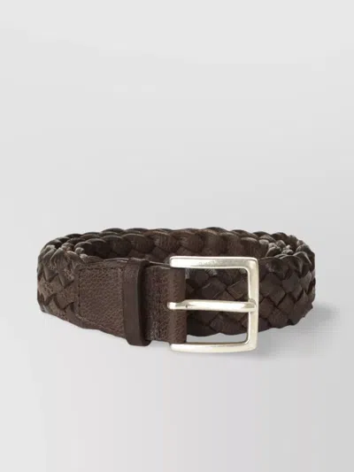 Orciani Braided Calfskin Belt For Modern Man In Brown