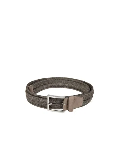 Orciani Braided Elastic Belt In Brown