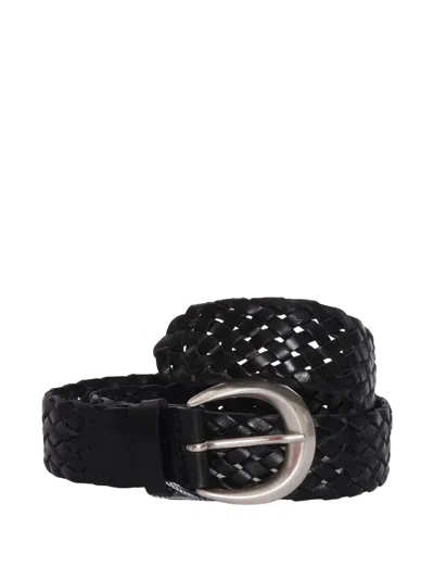 Orciani Braided Leather Belt In Black
