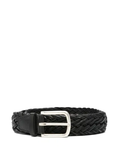 Orciani Braided Leather Belt In Black