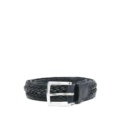 Orciani Braided Leather Belt In Blue