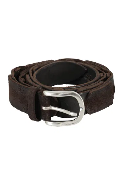 Orciani Braided Leather Belt In Brown