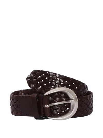 Orciani Braided Leather Belt In Brown