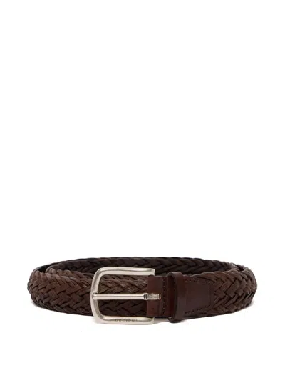 Orciani Braided Leather Itbelt In Brown