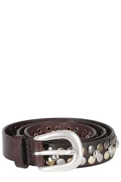 Orciani Brown Bull Soft Slim Leather Belt