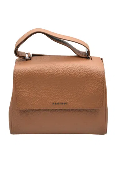 Orciani Brown Leather Handbag With Soft Structure