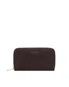 Orciani Brown Nabuk Leather Zip-around Wallet With Rfid Protection In Black