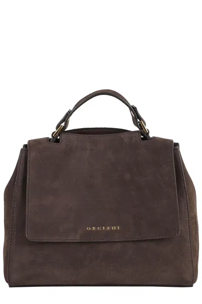 Orciani Brown Nubuck Leather Handbag In Black