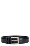 Orciani Brushed Leather Belt With Rectangular Buckle In Blue
