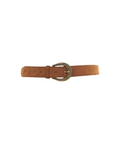 Orciani Buckle Nubuck And Textured Leather Belt In Brown
