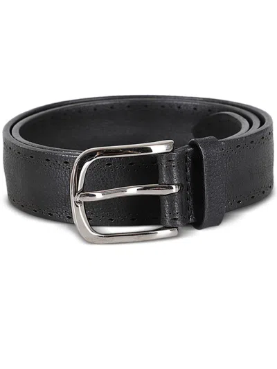 Orciani Buckled Leather Belt In Black