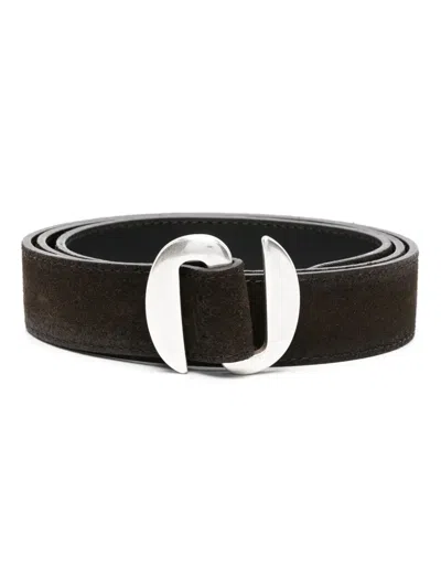 Orciani Buckled Suede Belt In Brown