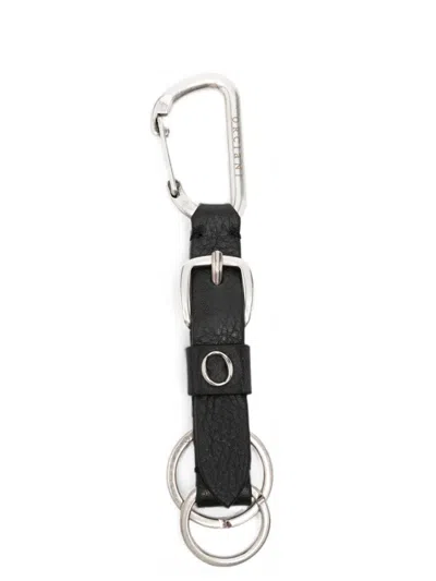 Orciani Buckle-detail Leather Keyring In Black