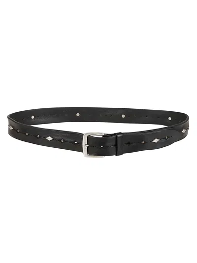 Orciani Bull Soft Calf Leather Metal Accent Belt In Black