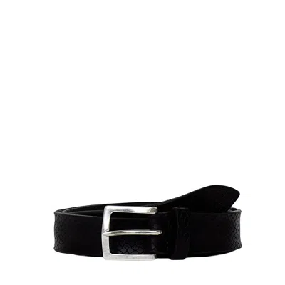Orciani Bull Soft Textured Leather Belt In Black