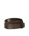 Orciani Crocodile Textured Suede Belt In Rich Brown In Brown