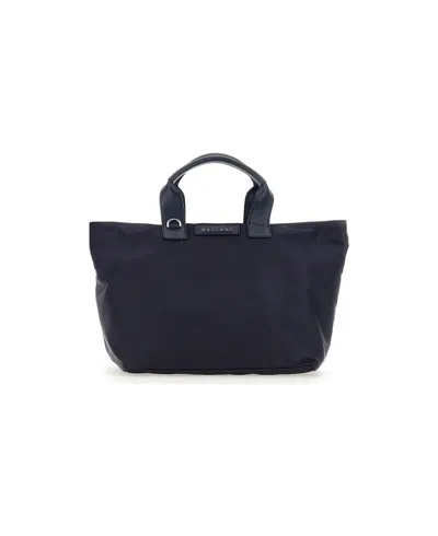 Orciani Canvas Shoulder Bag In Blue