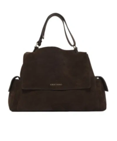 Orciani Cargo Peach Midi Bag In Brown