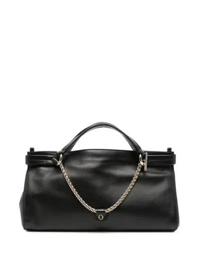 Orciani Chain-link Leather Shoulder Bag In Pink