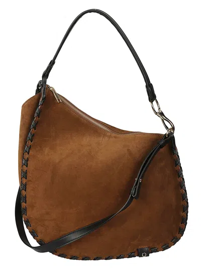 Orciani Chaos Medium Crescent Calfskin Shoulder Bag In Brown